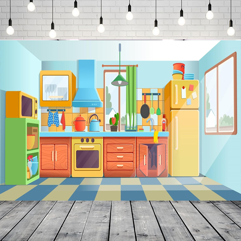 Kitchen Baking Background - Tło fotograficzne dla dzieci, kuchnia z
