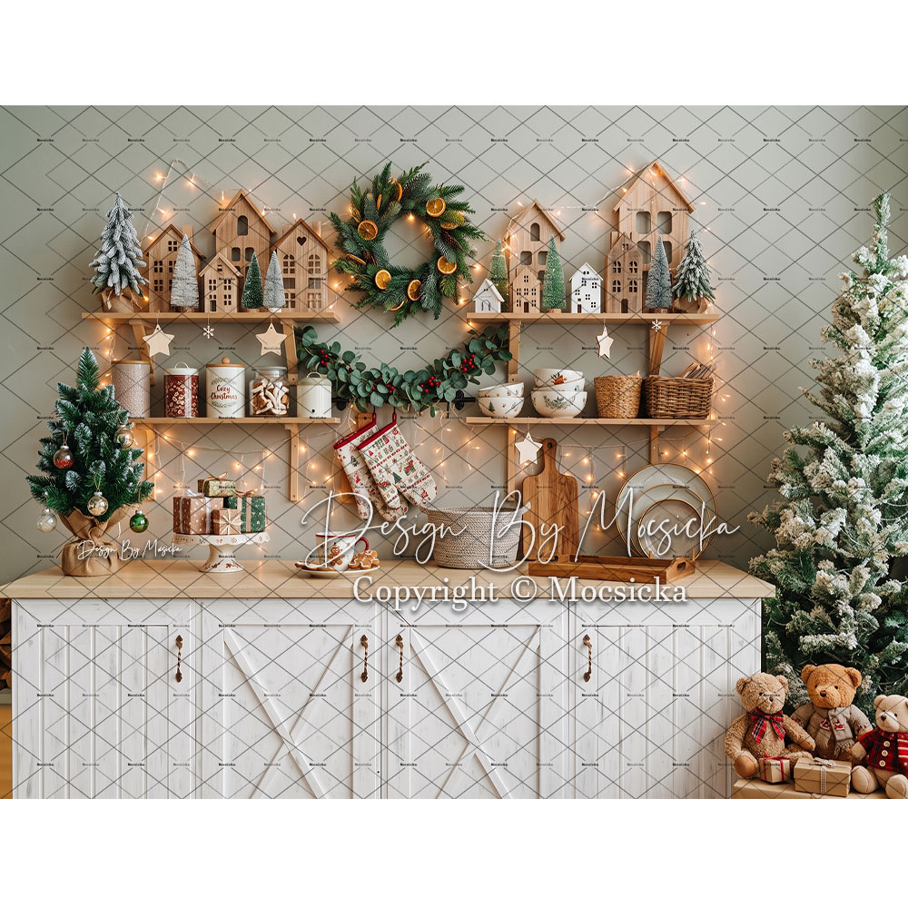 Kitchen Baking Background - Mocsicka Świąteczne Tło Fotograficzne z Piernikową